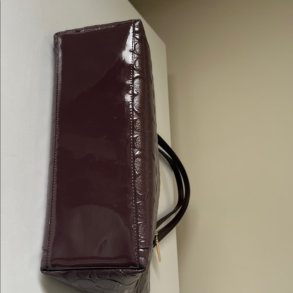 COACH Ava Embossed Signature Patent Leather Crossbody Bag Tote, Burgundy/Wine - Picture 6 of 16